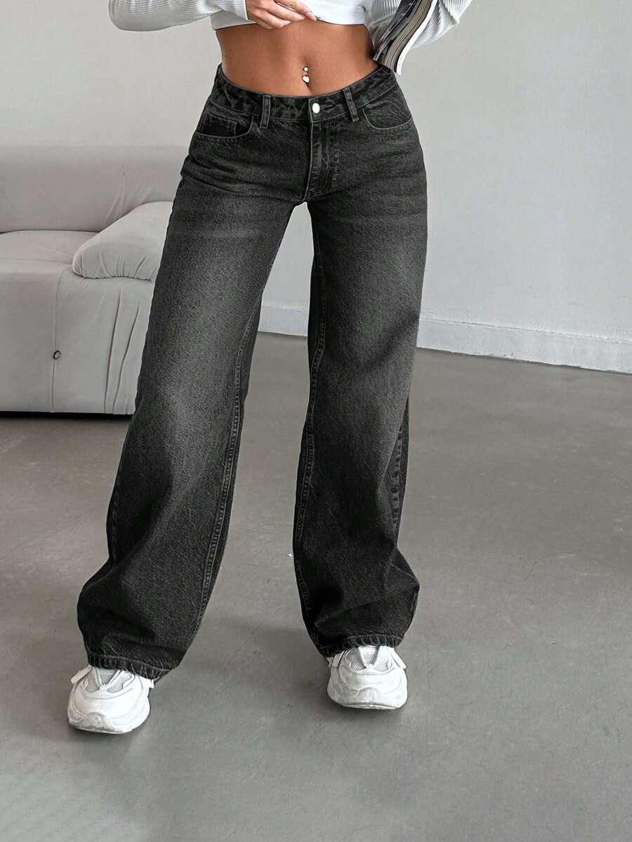 SZARE SPODNIE JEANS