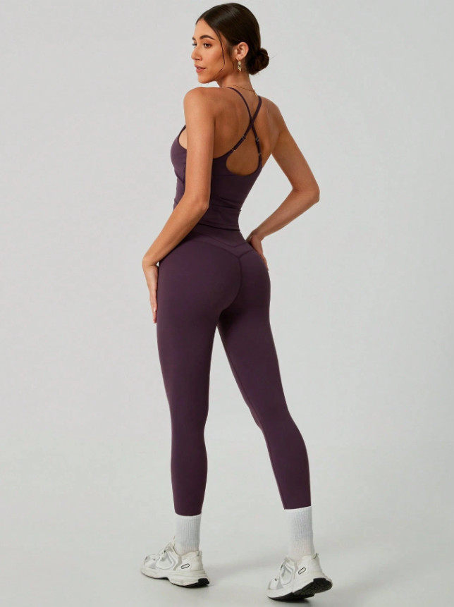 fioletowe legginsy sportowe