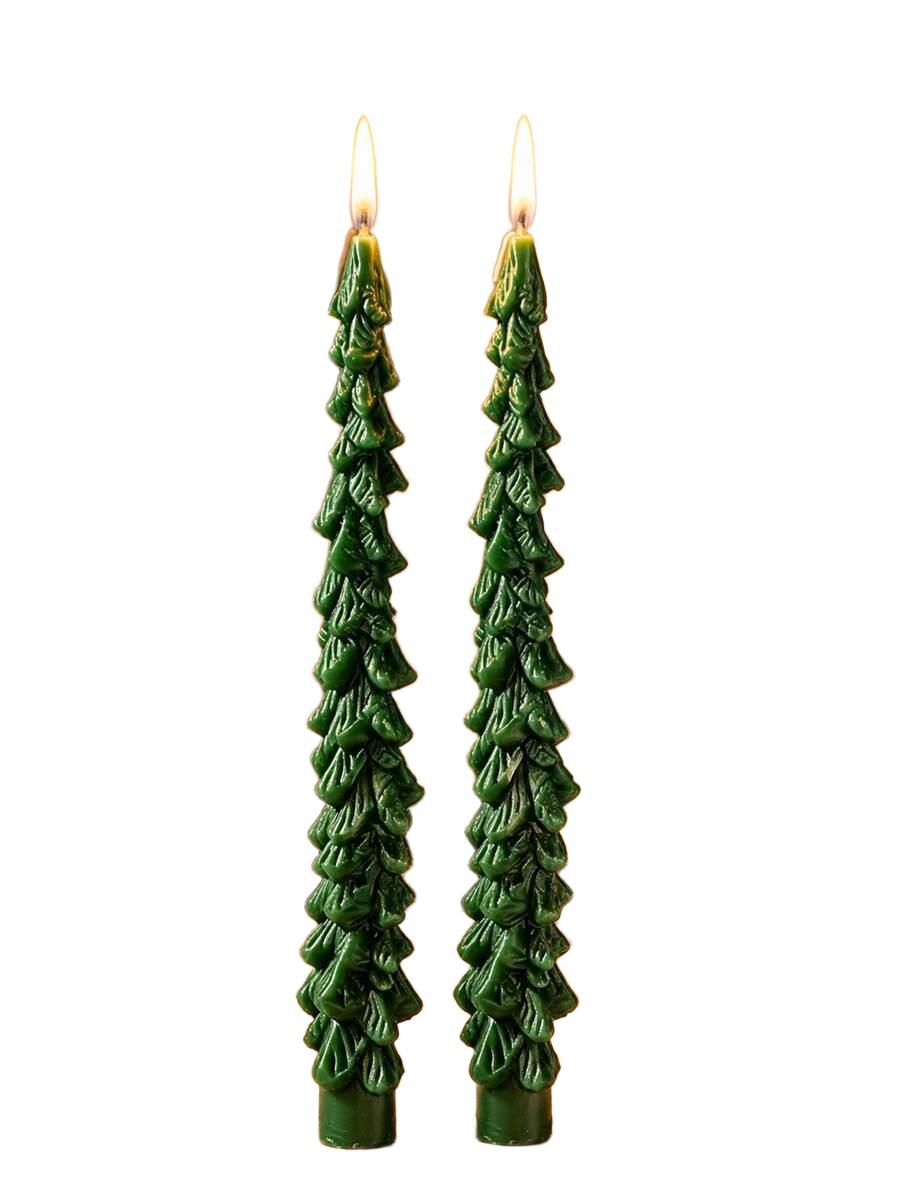zielone świece w kształcie choinki 2-pack