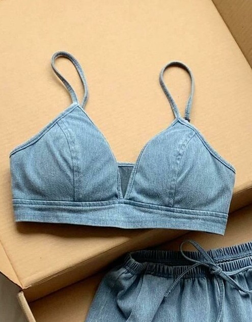 niebieski top jeans