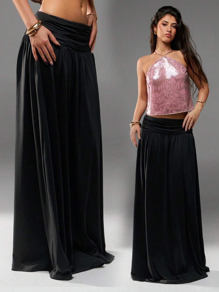 CZARNA SPÓDNICA MAXI 