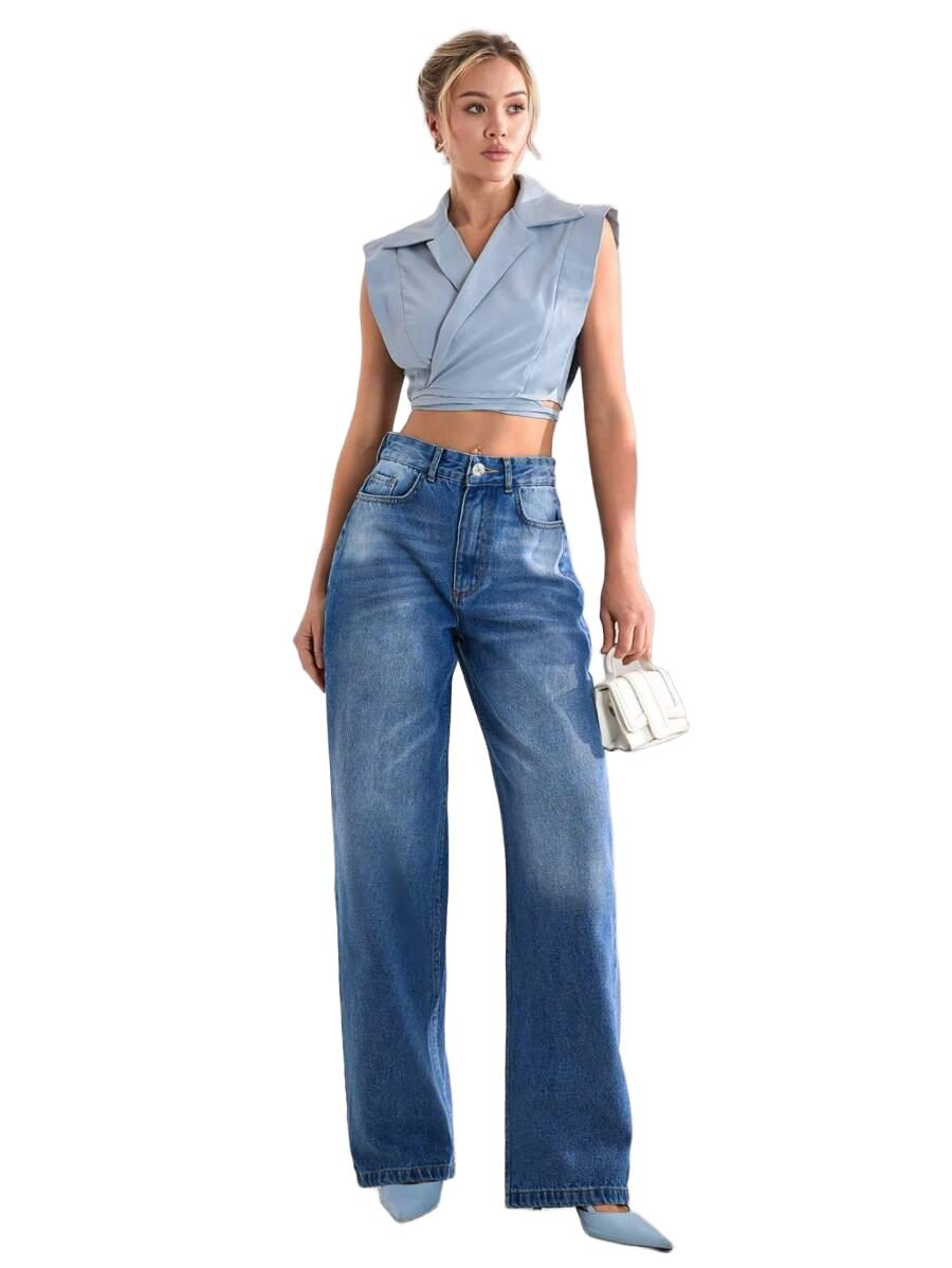 JEANSY DAMSKIE MOM JEANS BAWEŁNA WYSOKI STAN