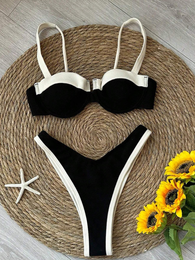 DWUCZĘŚCIOWY STRÓJ KĄPIELOWY BIKINI KONTRAST