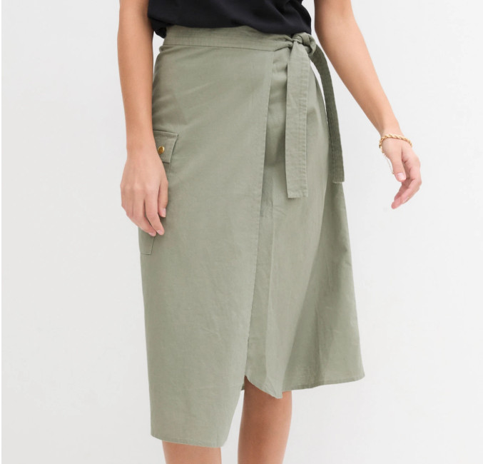 SPÓDNICA MIDI PLUS SIZE Z WIĄZANIEM