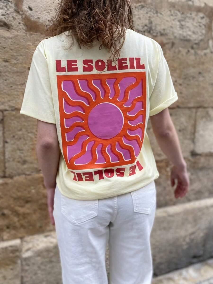 t-shirt okrągły dekolt nadruk