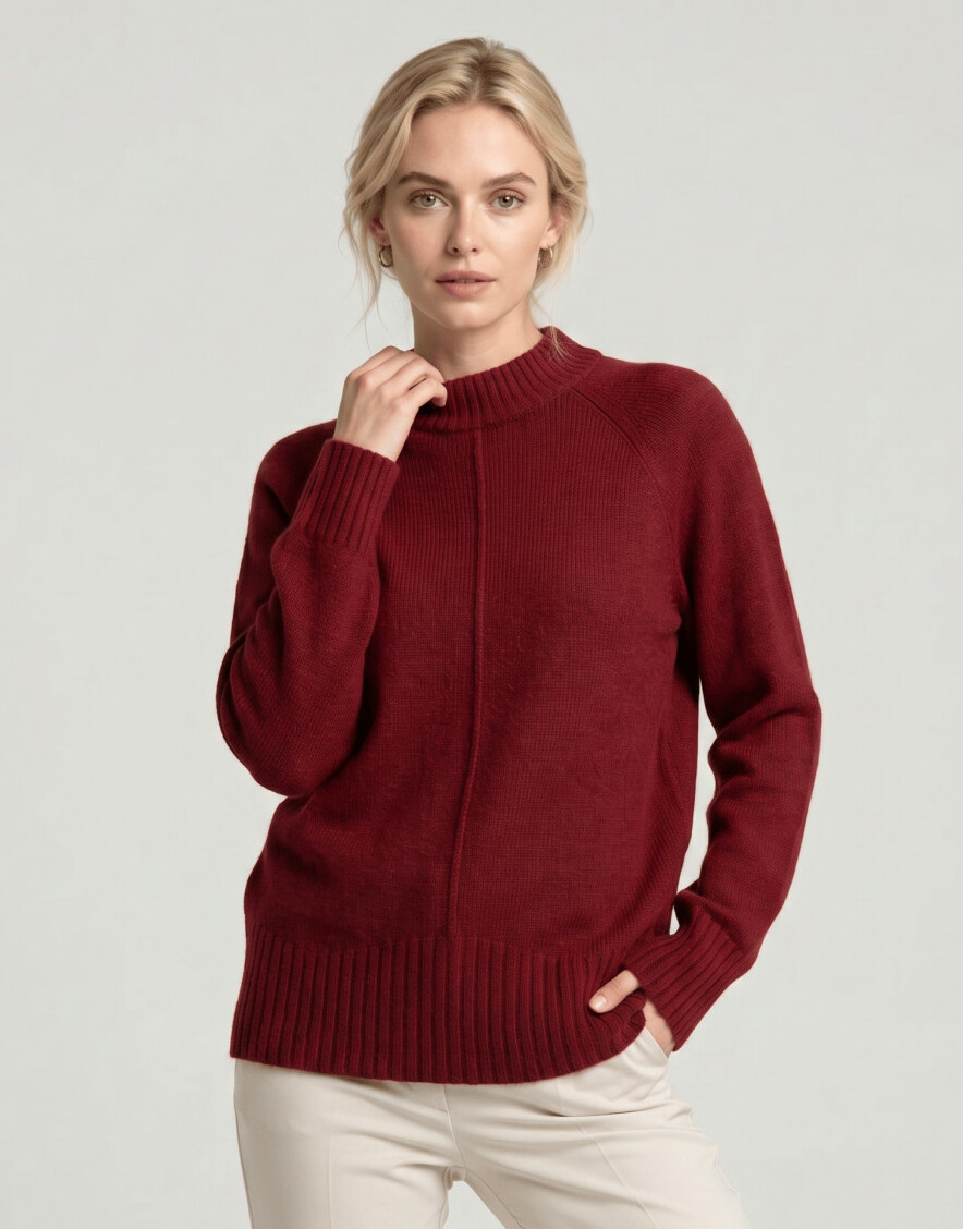 bordowy sweter oversize