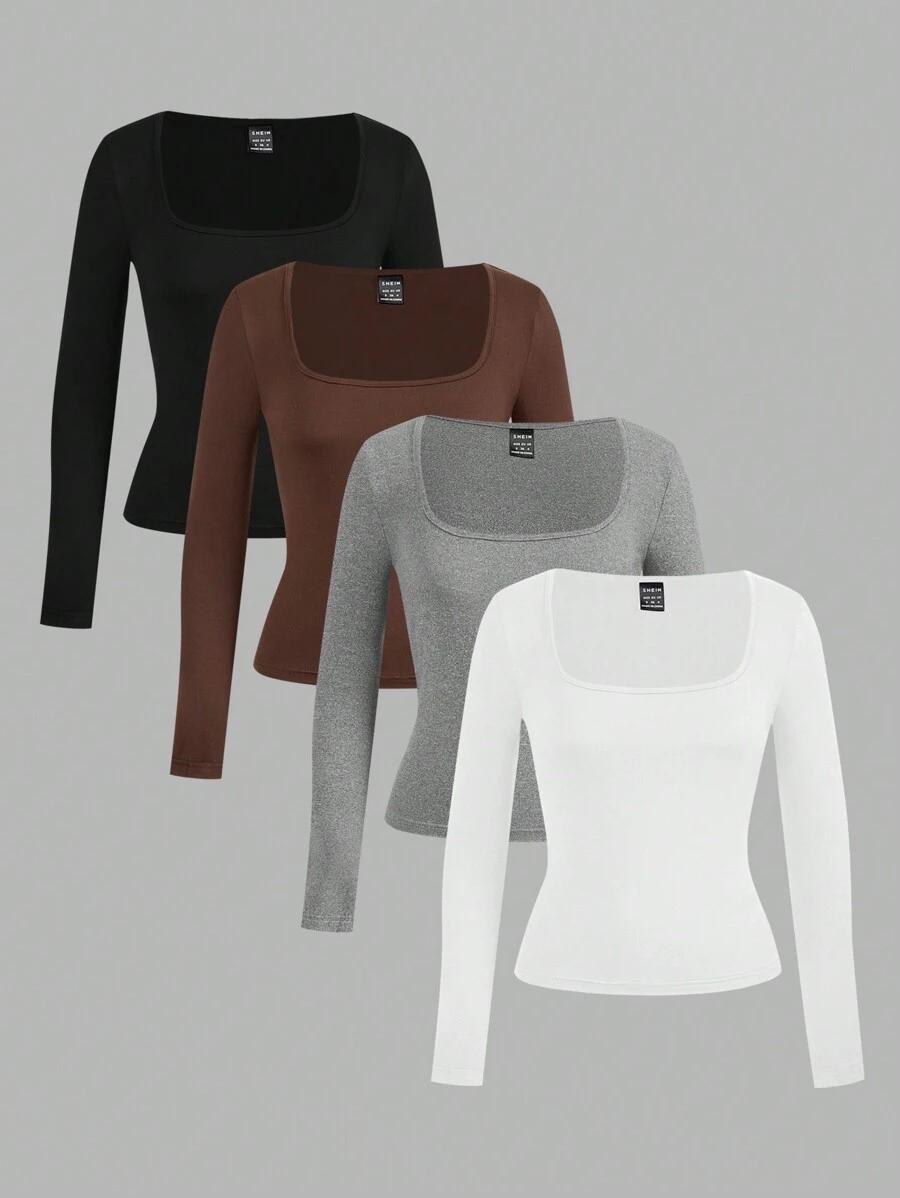 bluzka długi rękaw basic 4-pack