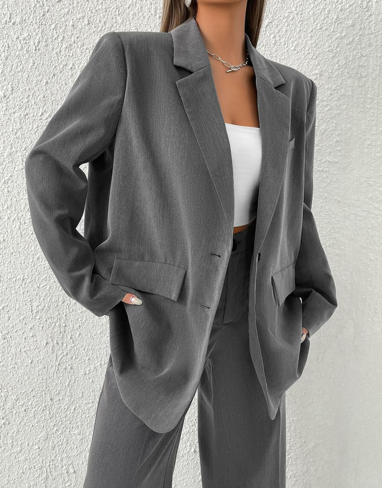 SZARA MARYNARKA OVERSIZE