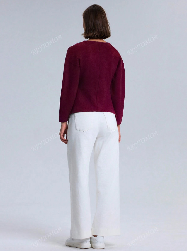BORDOWY SWETER V-NECK