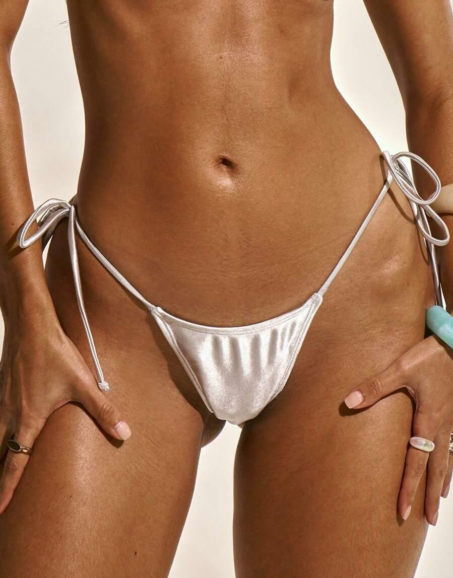 SREBRNY DÓŁ OD BIKINI WIĄZANIE