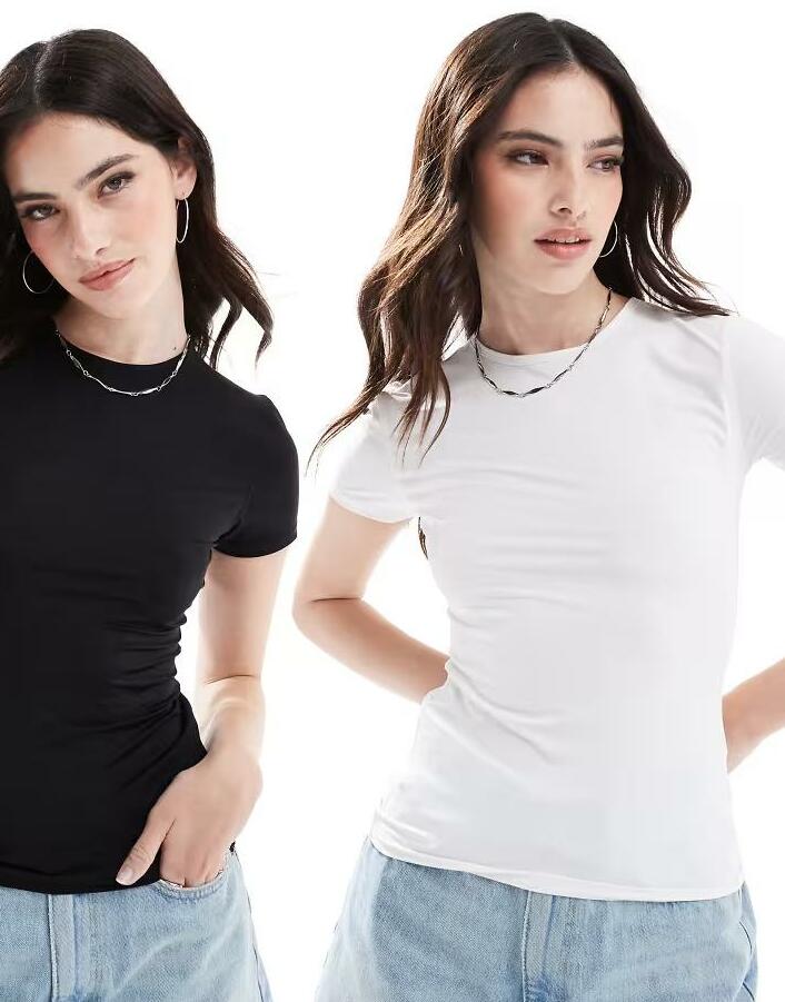biały GŁADKI T-SHIRT 