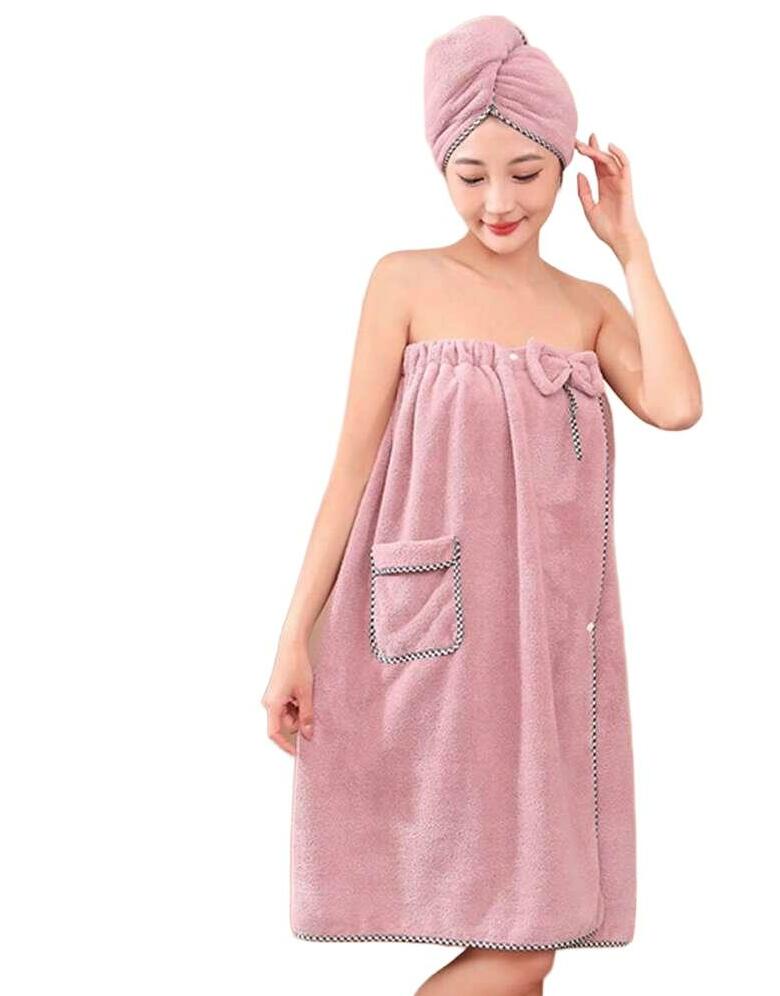 różowy komplet  ręcznik turban