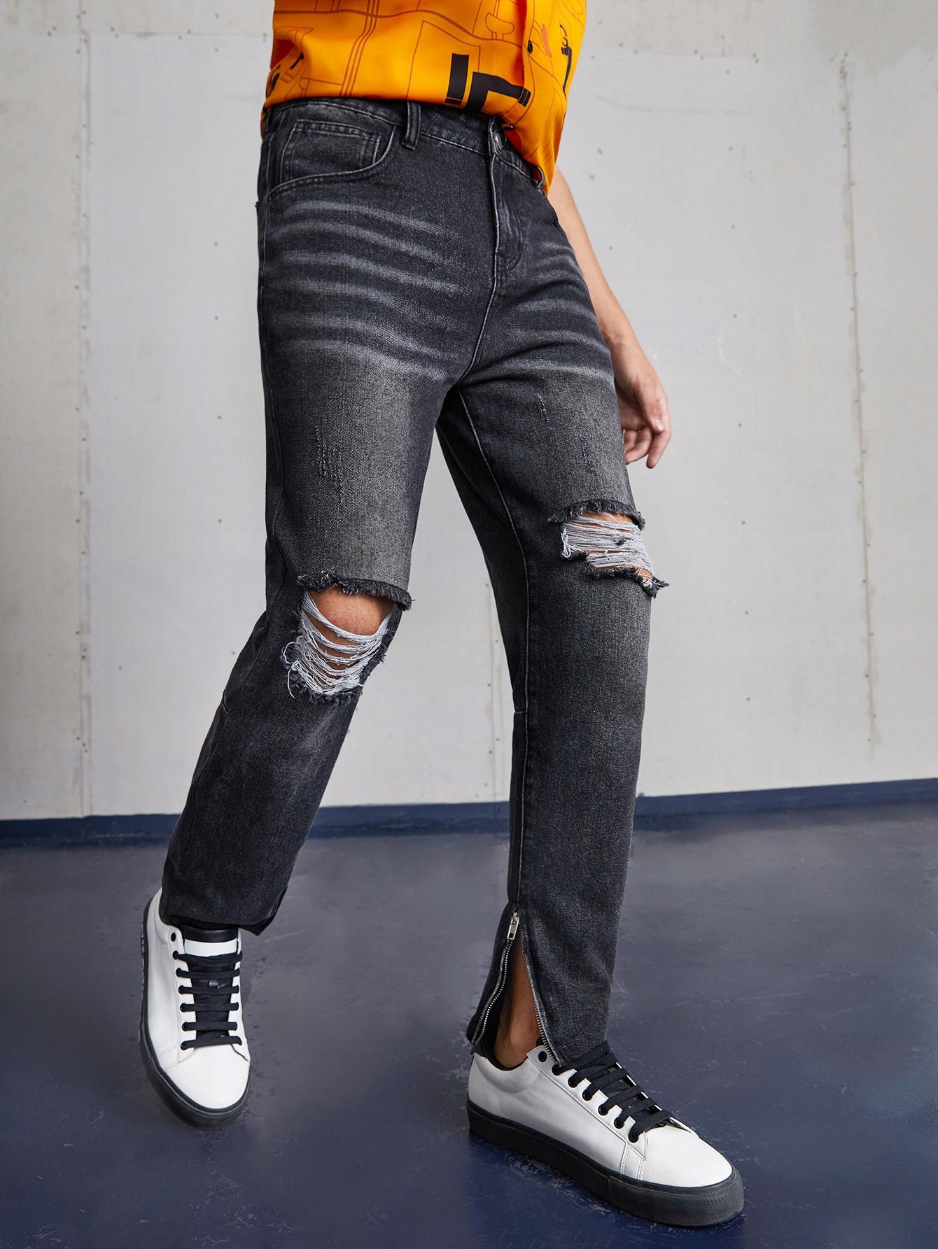 jeansowe spodnie ripped 