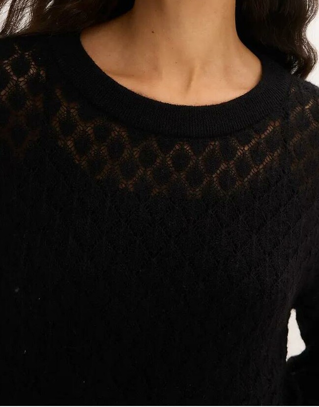 SWETER DAMSKI AŻUROWY  DEKOLT OKRĄGŁY