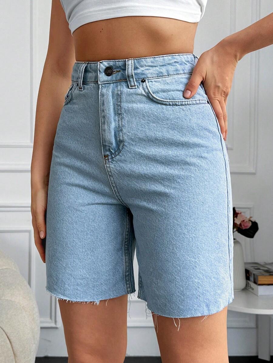 KRÓTKIE SPODENKI JEANS WYSOKI STAN KIESZENIE