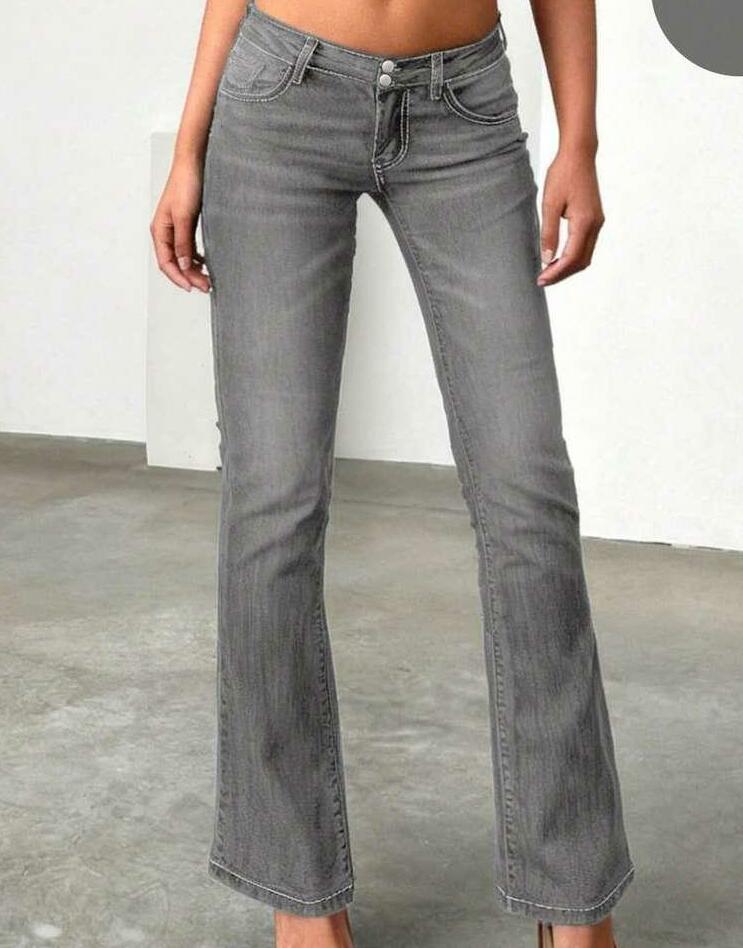 szare spodnie jeans biodrówki