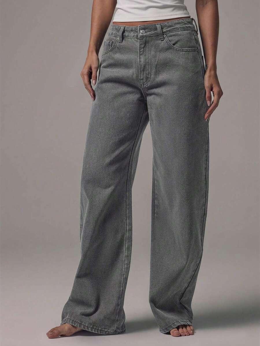 SZARE SPODNIE JEANS