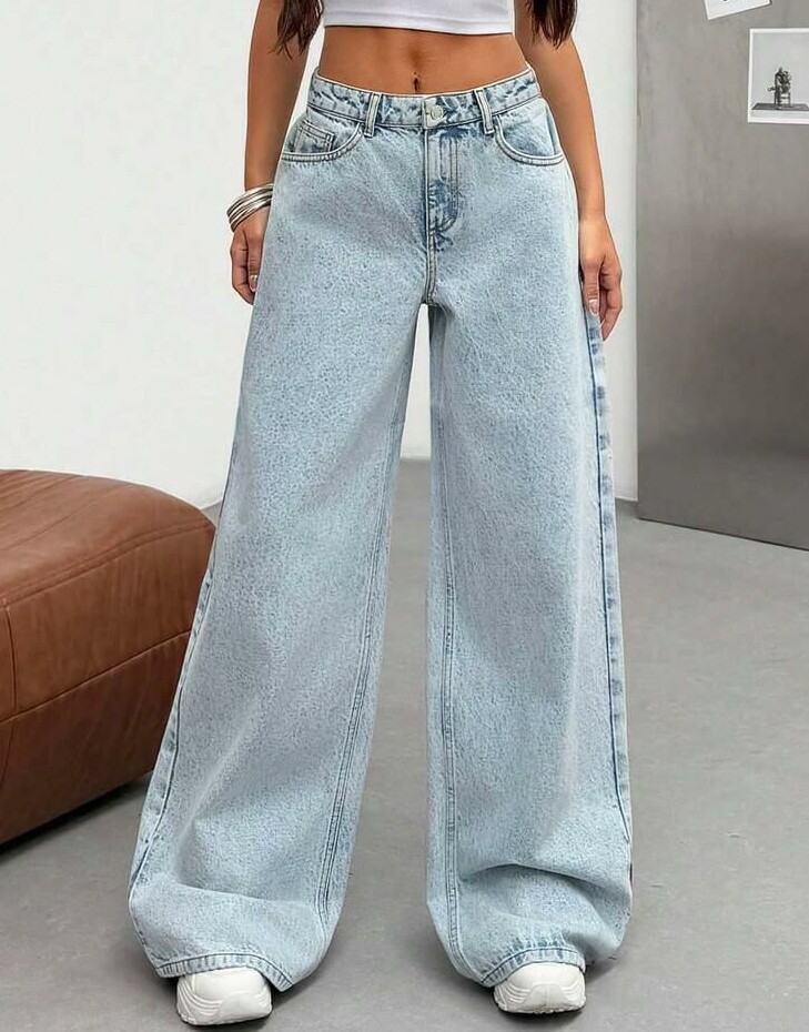 szerokie spodnie jeans wysoki stan