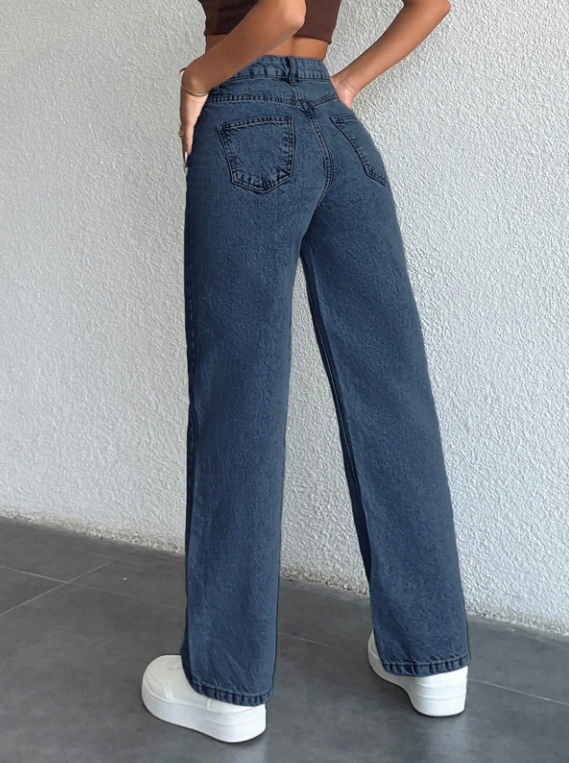 GRANATOWE SPODNIE JEANS 