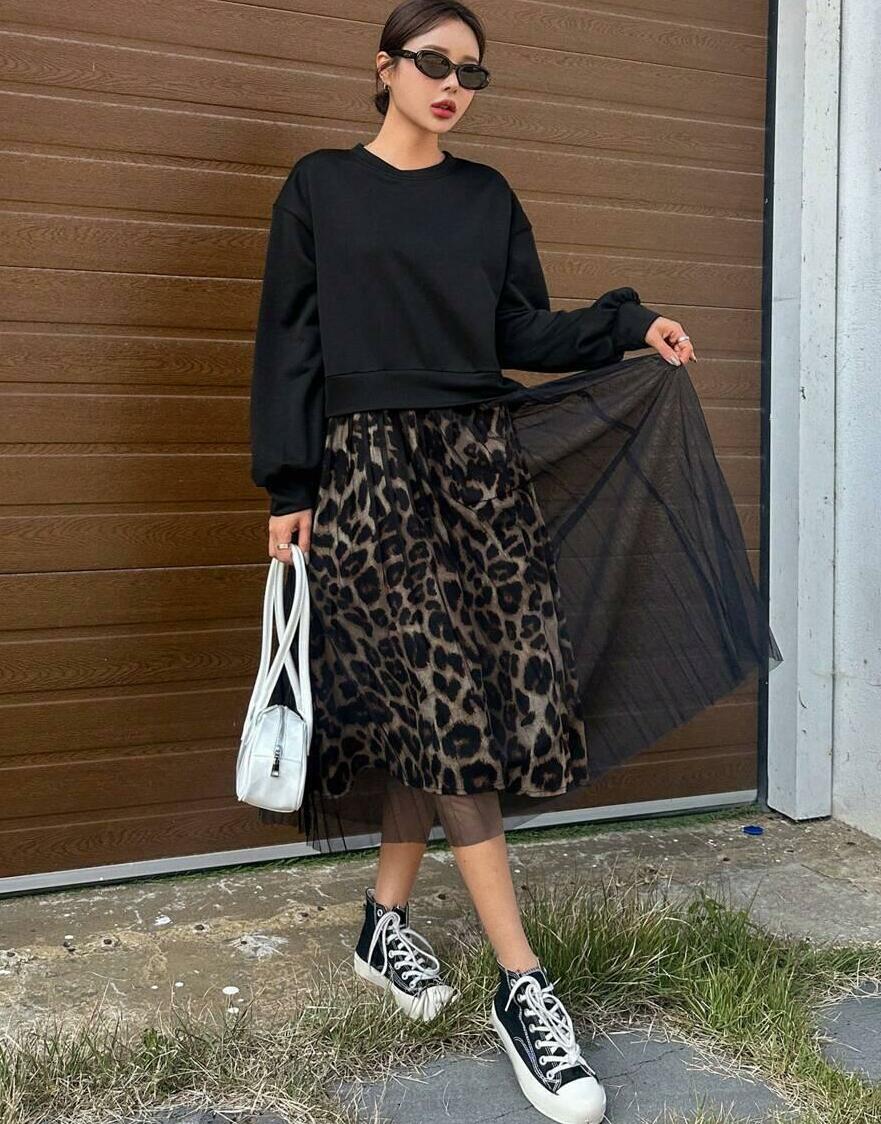 SUKIENKA ŁĄCZENIE ANIMAL PRINT SIATECZKA