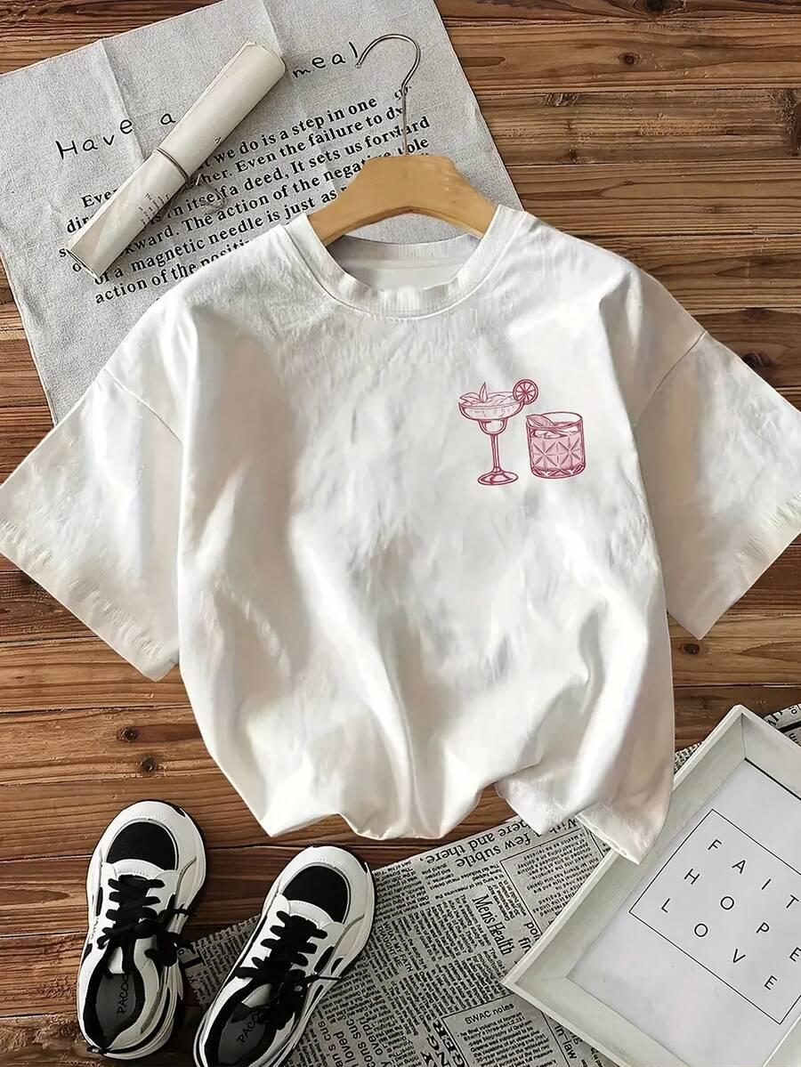  t-shirt okrągły dekolt nadruk 