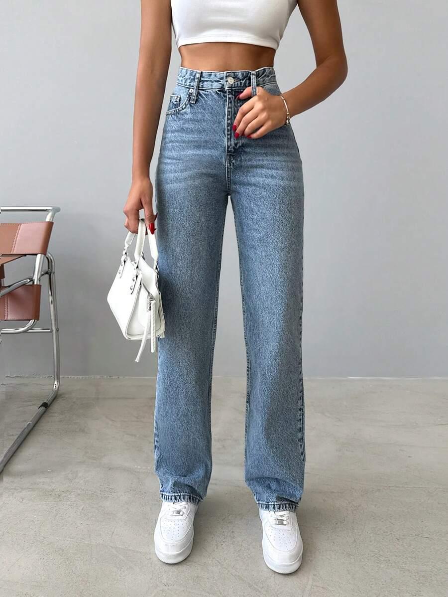 NIEBIESKIE SPODNIE JEANS WYSOKI STAN 