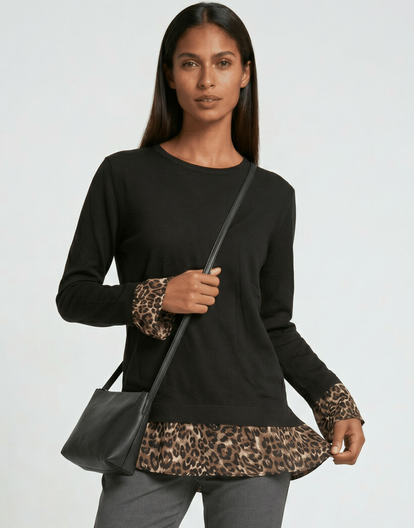 sweter łączenie animal print
