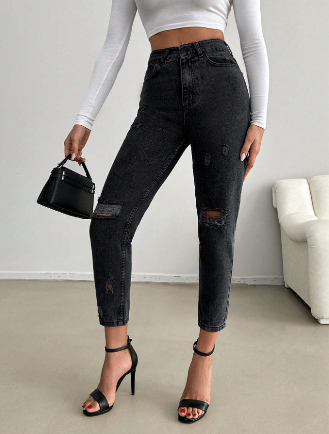 CZARNE SPODNIE JEANS