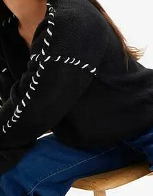 SWETER DAMSKI PLUS SIZE DEKOLT V LUŹNY FASON DŁUGI RĘKAW