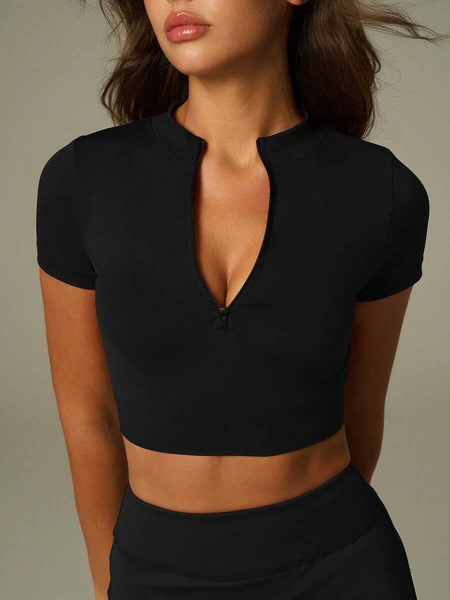 czarny top zamek