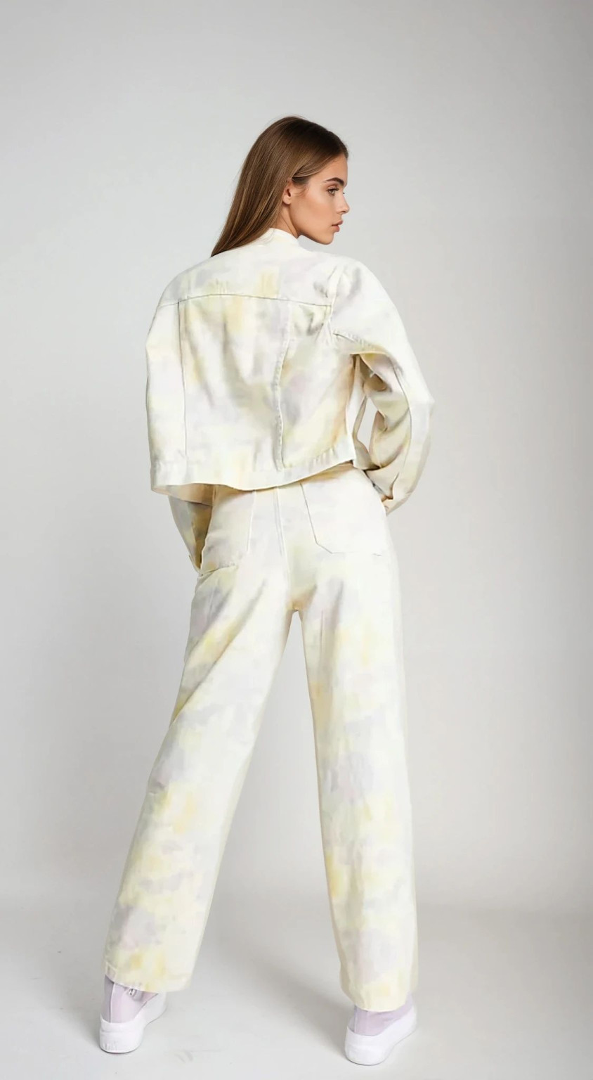SPODNIE JEANS PRINT WYSOKI STAN