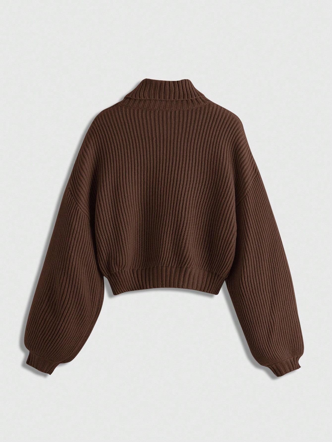 BRĄZOWY SWETER DZIANINA 