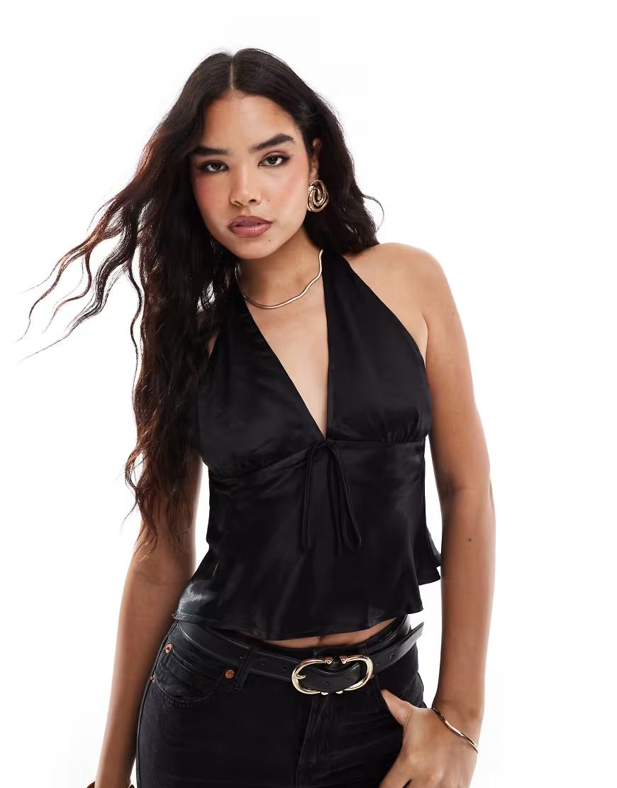 CZARNY TOP V-NECK