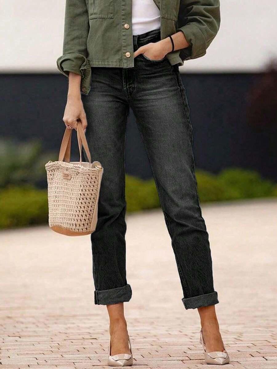 CZARNE SPODNIE JEANS