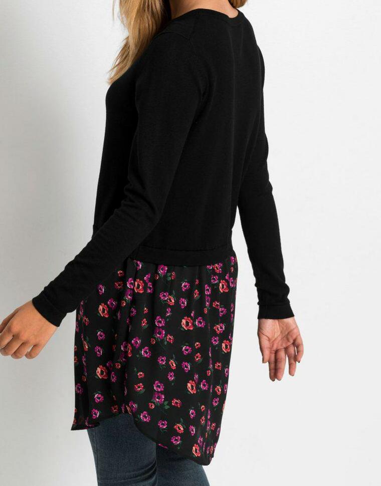 SWETER Z KOSZULOWĄ WSTAWKĄ