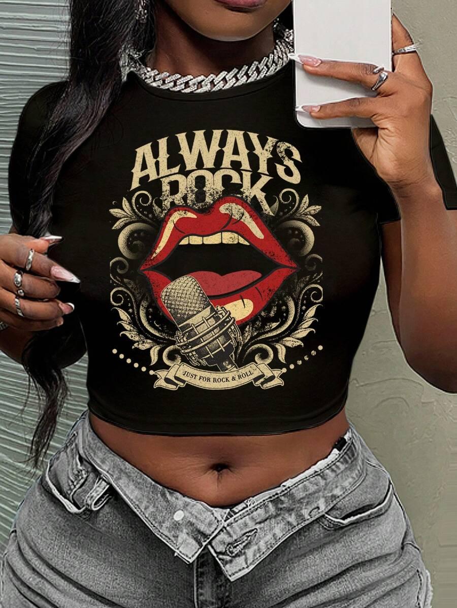 czarny t-shirt nadruk