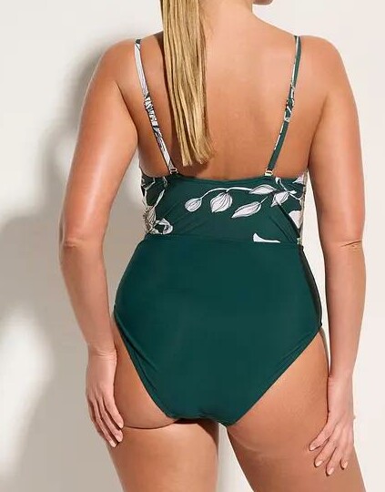 STRÓJ KĄPIELOWY JEDNOCZĘŚCIOWY DAMSKI PLUS SIZE WZÓR ROŚLINNY