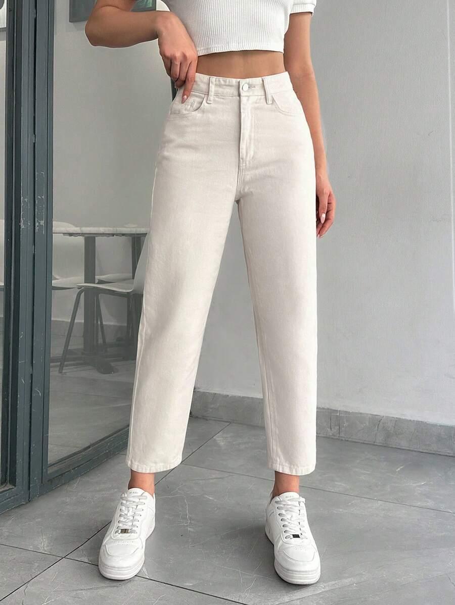 BEŻOWE SPODNIE JEANS