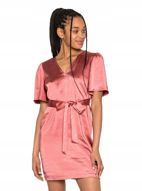 SATYNOWA MINI SUKIENKA V NECK 