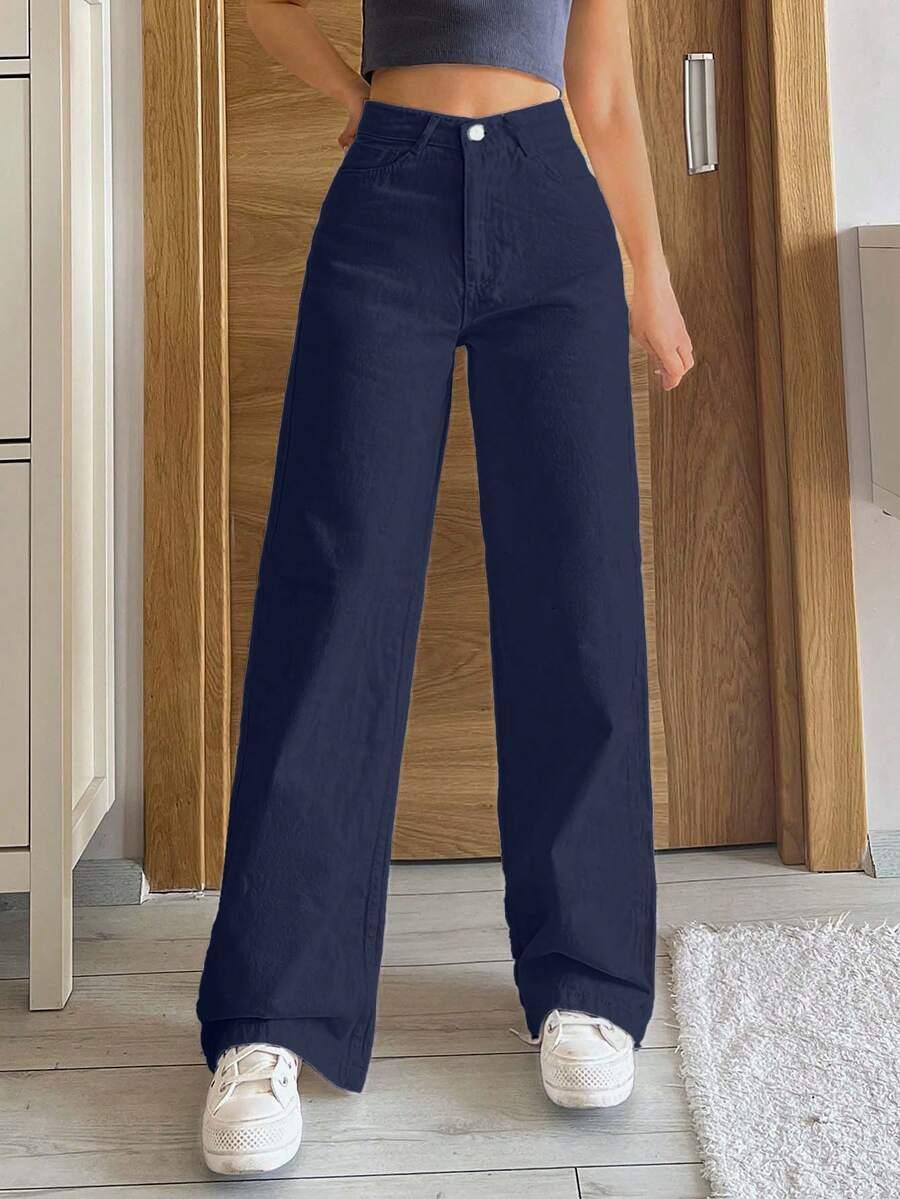 GRANATOWE SPODNIE JEANS