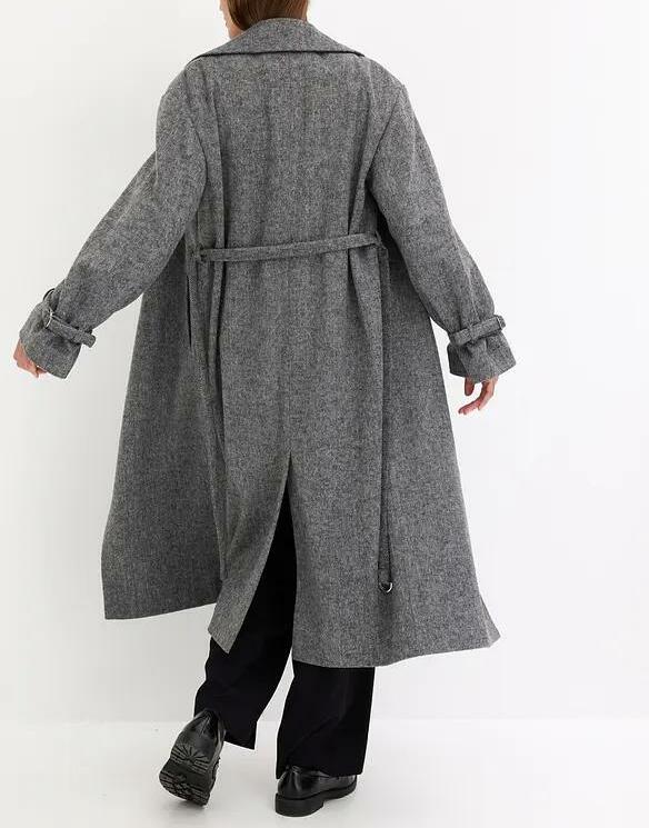 PŁASZCZ DAMSKI OVERSIZE PLUS SIZE DŁUGI RĘKAW BEZ KAPTURA GUZIKI