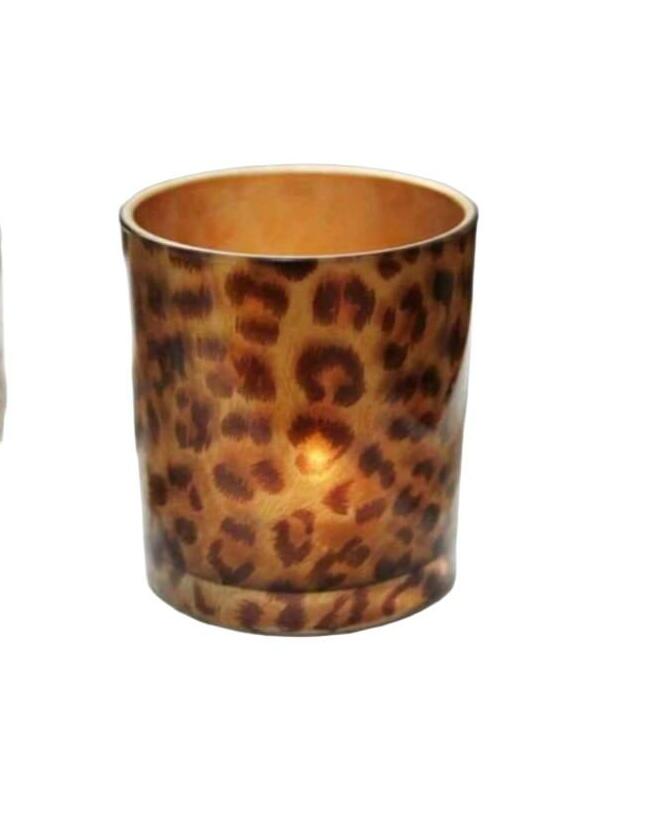 szklany świecznik animal print