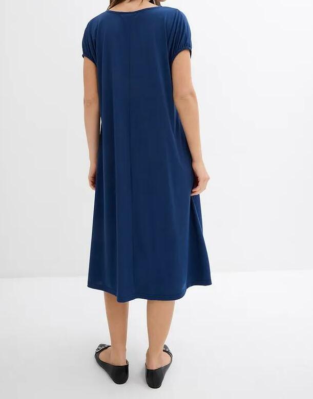 SUKIENKA MIDI TRAPEZOWA Z DEKOLTEM W SEREK 