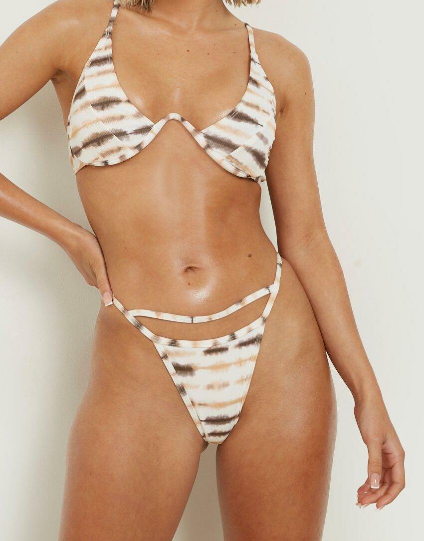 dół od bikini w prążki print