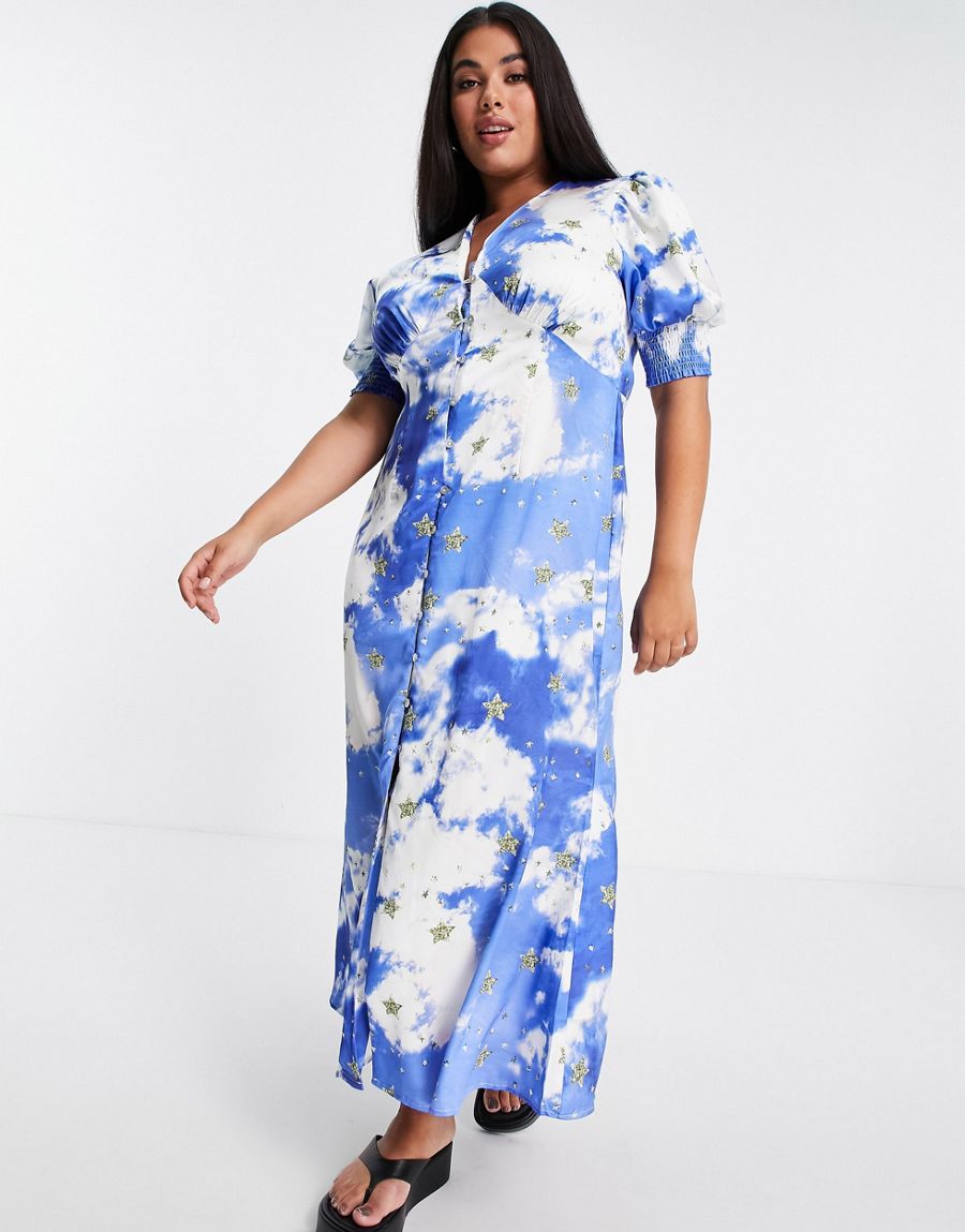 satynowa maxi sukienka v neck 