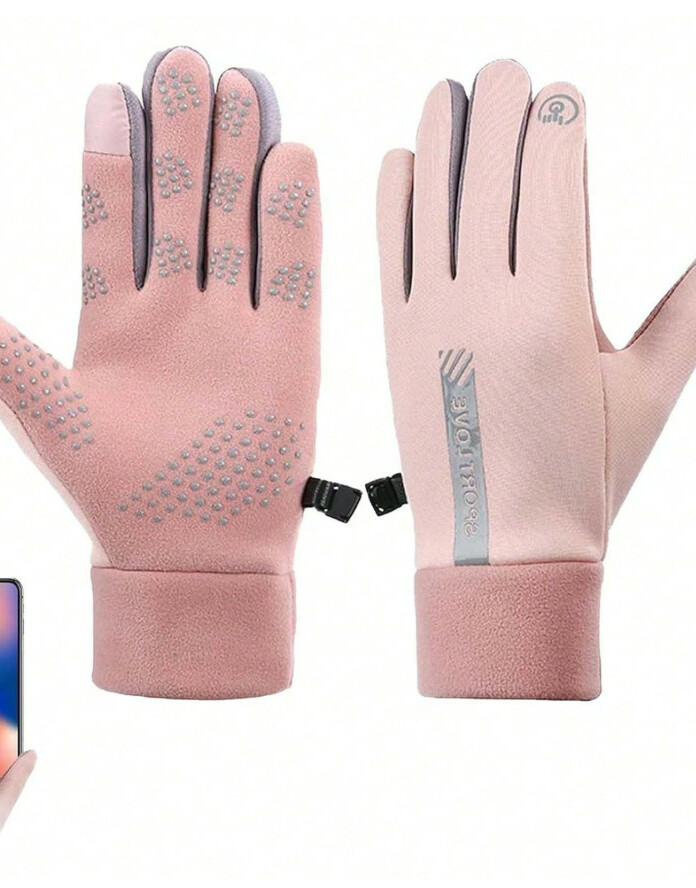 różowe rękawice narciarskie