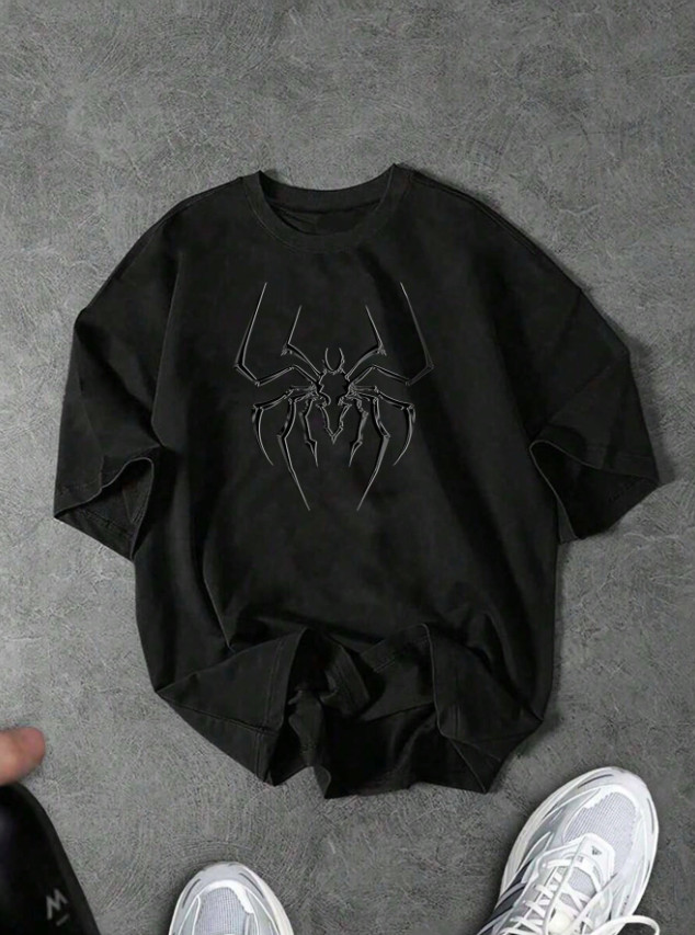 czarny t-shirt nadruk