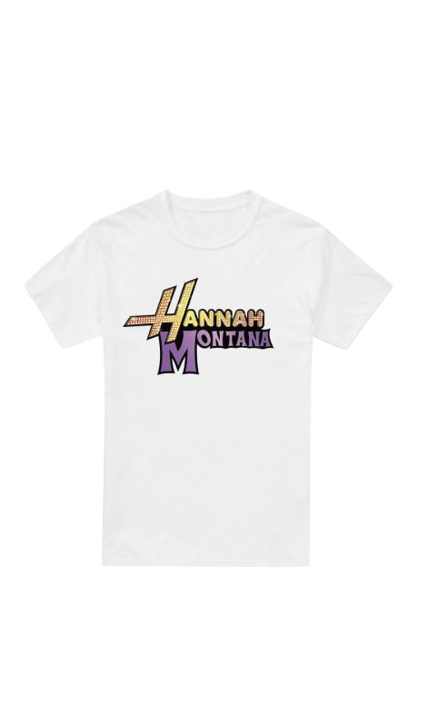 biały t-shirt napis hannah montana