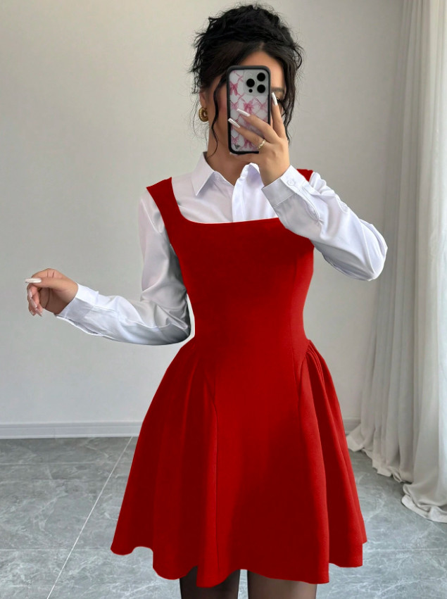 CZERWONA MINI SUKIENKA 