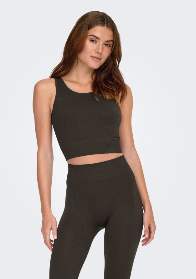 sportowy brązowy crop top